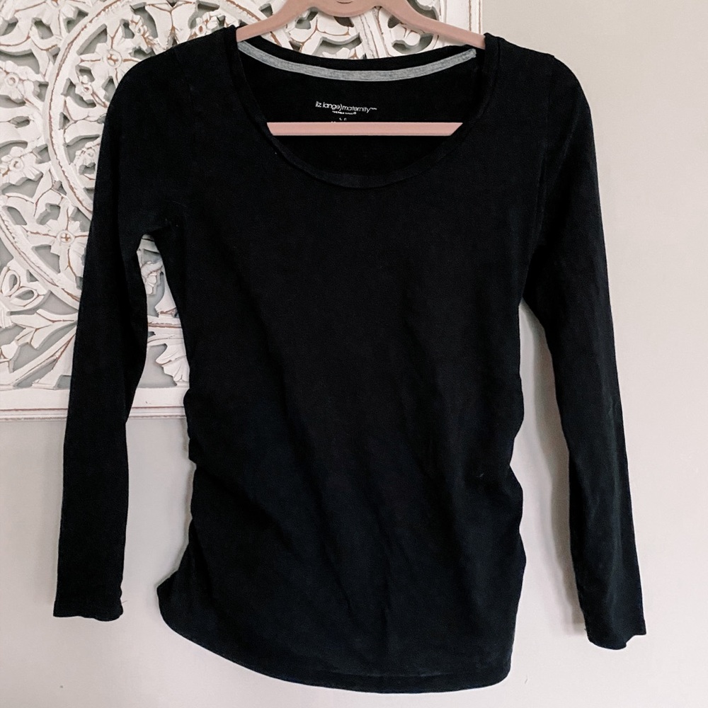 Black Maternity Basic Long Sleeve Shirt